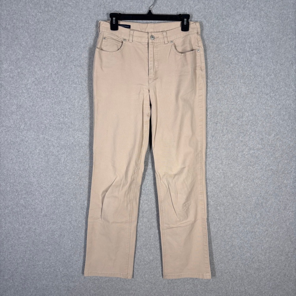 Lands End Jeans Size 8 Tan Wide Leg Straight Cotton Stretch Neutral Grandma